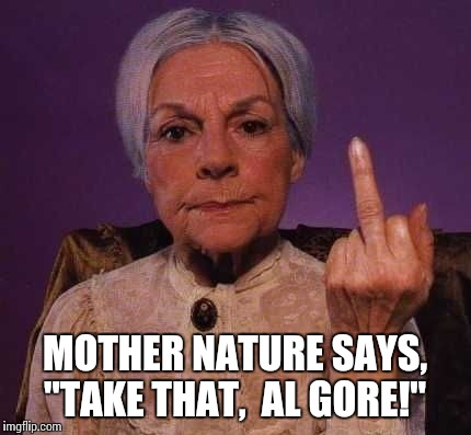 Cranky Lady | MOTHER NATURE SAYS, "TAKE THAT,  AL GORE!" | image tagged in lady | made w/ Imgflip meme maker