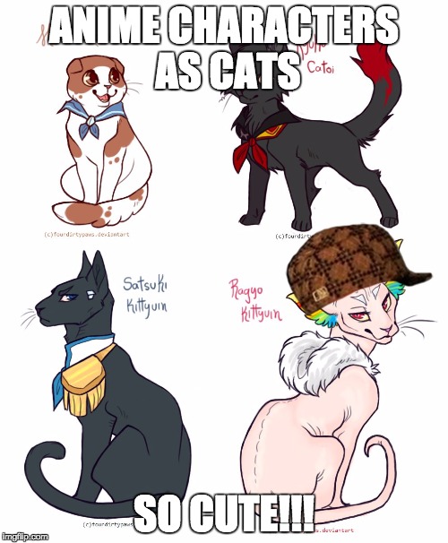 ANIME CHARACTERS AS CATS; SO CUTE!!! | image tagged in scumbag | made w/ Imgflip meme maker