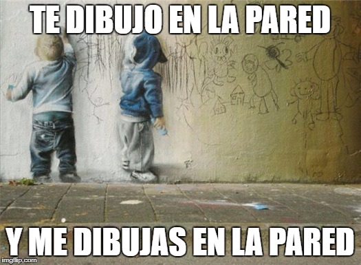 boys drawing on wall | TE DIBUJO EN LA PARED; Y ME DIBUJAS EN LA PARED | image tagged in bad luck brian | made w/ Imgflip meme maker