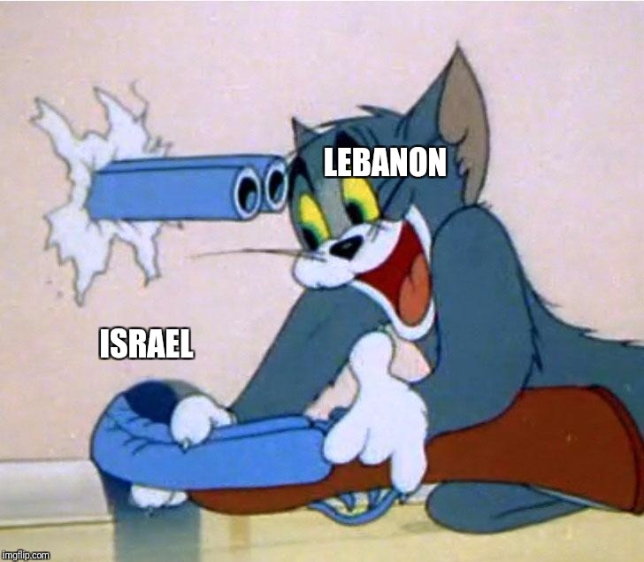 Lebanon VS Israel | LEBANON; ISRAEL | image tagged in johniscooper_tom_gun | made w/ Imgflip meme maker