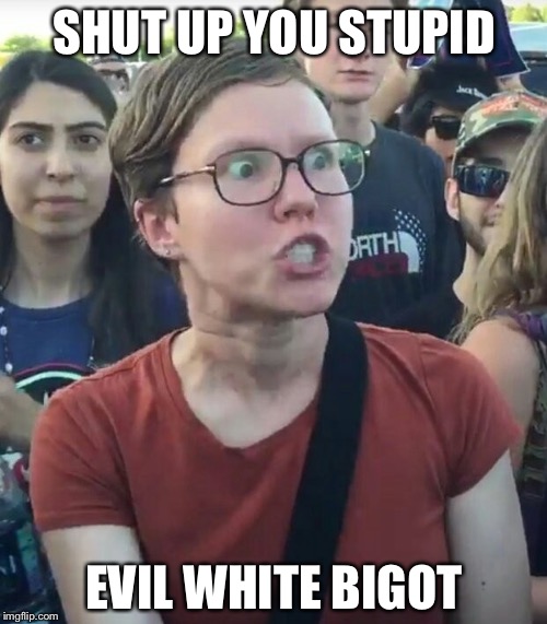 SHUT UP YOU STUPID EVIL WHITE BIGOT | made w/ Imgflip meme maker