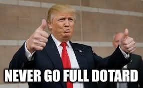 Dotard In Chief | NEVER GO FULL DOTARD | image tagged in memes,donald trump | made w/ Imgflip meme maker