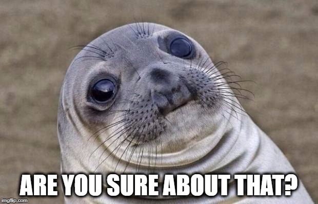 Awkward Moment Sealion | ARE YOU SURE ABOUT THAT? | image tagged in memes,awkward moment sealion | made w/ Imgflip meme maker