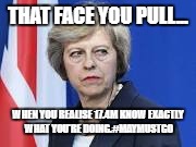 THAT FACE YOU PULL... WHEN YOU REALISE 17.4M KNOW EXACTLY WHAT YOU'RE DOING.#MAYMUSTGO | image tagged in guttedmay | made w/ Imgflip meme maker