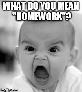 Angry Baby Meme | WHAT DO YOU MEAN "HOMEWORK"? | image tagged in memes,angry baby | made w/ Imgflip meme maker