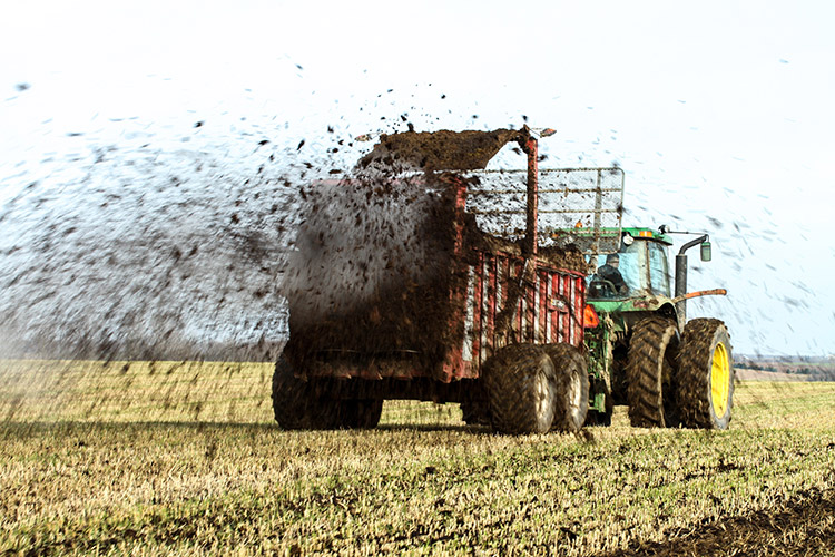 Manure Spreader in action Blank Meme Template