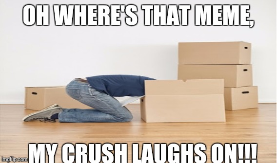 Meme in box | OH WHERE'S THAT MEME, MY CRUSH LAUGHS ON!!! | image tagged in dank memes | made w/ Imgflip meme maker