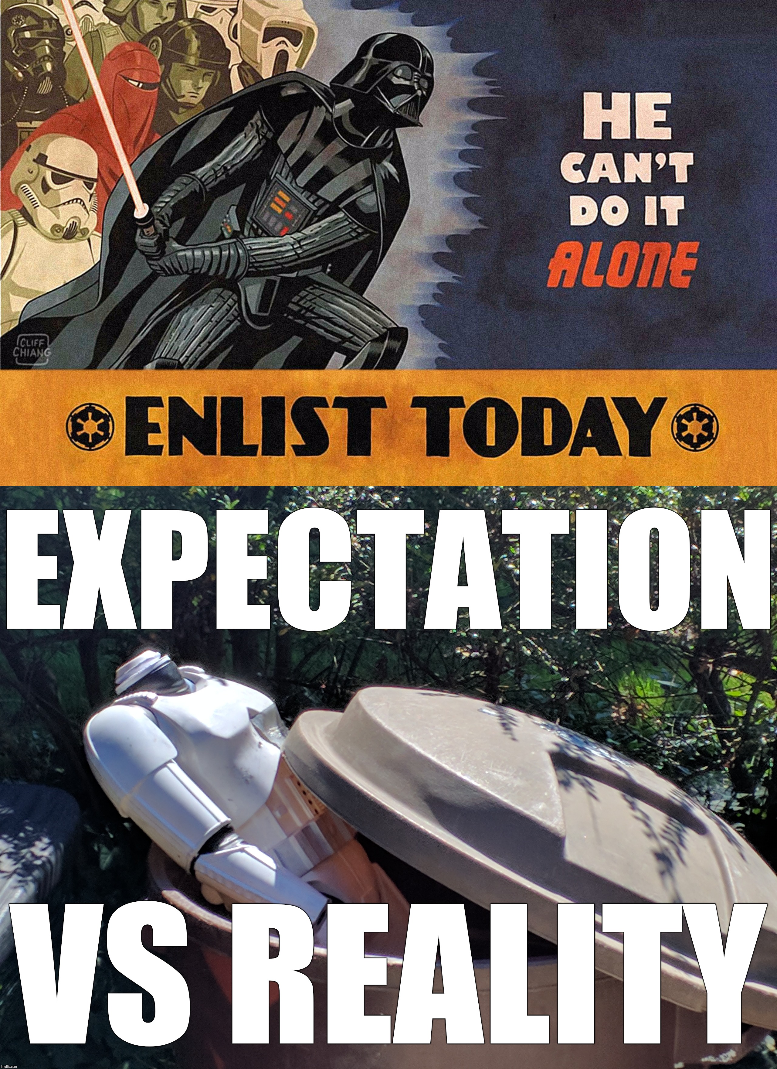 Expectation vs Reality in The Galactic Empire | EXPECTATION; VS REALITY | image tagged in memes,star wars,darth vader,stormtrooper,expectation vs reality,the empire strikes back | made w/ Imgflip meme maker