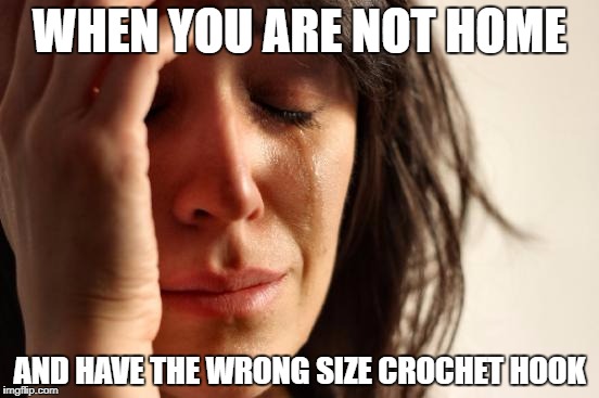 First World Problems | WHEN YOU ARE NOT HOME; AND HAVE THE WRONG SIZE CROCHET HOOK | image tagged in memes,first world problems | made w/ Imgflip meme maker