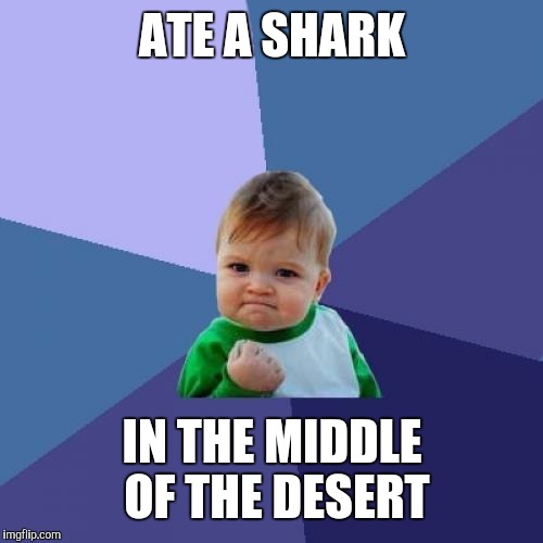 Success Kid Meme | ATE A SHARK IN THE MIDDLE OF THE DESERT | image tagged in memes,success kid | made w/ Imgflip meme maker