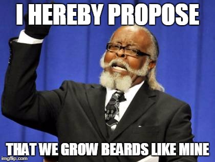 Too Damn High | I HEREBY PROPOSE; THAT WE GROW BEARDS LIKE MINE | image tagged in memes,too damn high | made w/ Imgflip meme maker