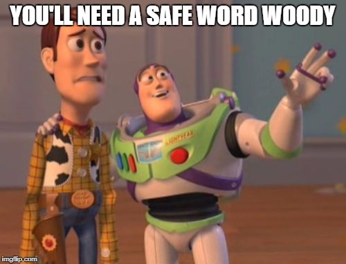 X, X Everywhere Meme | YOU'LL NEED A SAFE WORD WOODY | image tagged in memes,x x everywhere | made w/ Imgflip meme maker