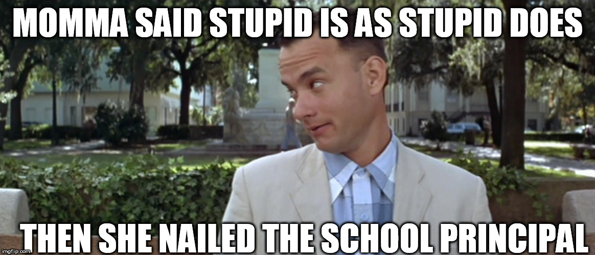 MOMMA SAID STUPID IS AS STUPID DOES THEN SHE NAILED THE SCHOOL PRINCIPAL | made w/ Imgflip meme maker