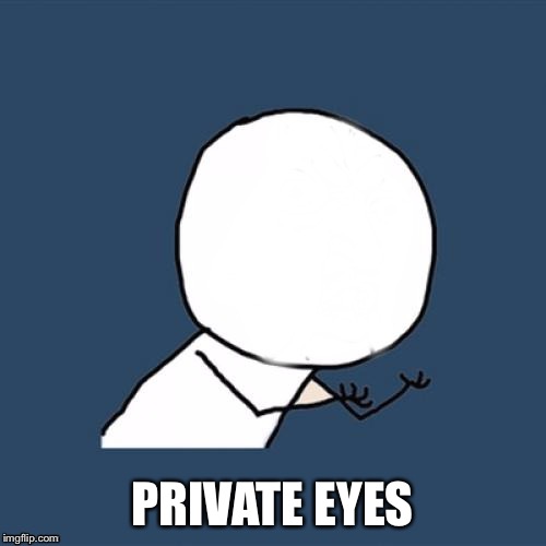 Y U No Blank Face | PRIVATE EYES | image tagged in y u no blank face | made w/ Imgflip meme maker