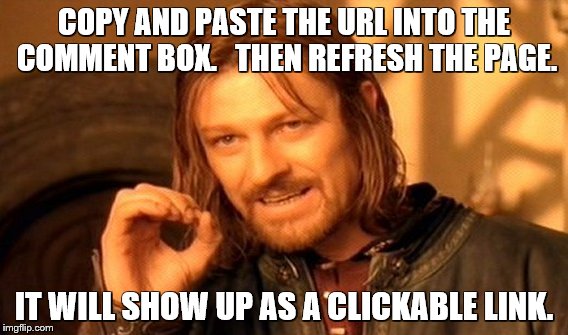 One Does Not Simply Meme | COPY AND PASTE THE URL INTO THE COMMENT BOX.   THEN REFRESH THE PAGE. IT WILL SHOW UP AS A CLICKABLE LINK. | image tagged in memes,one does not simply | made w/ Imgflip meme maker