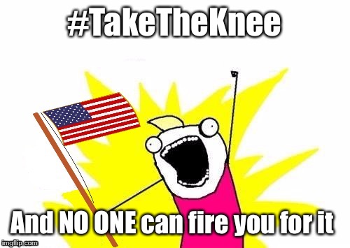 X All The Y, With USA Flag | #TakeTheKnee; And NO ONE can fire you for it | image tagged in x all the y with usa flag | made w/ Imgflip meme maker