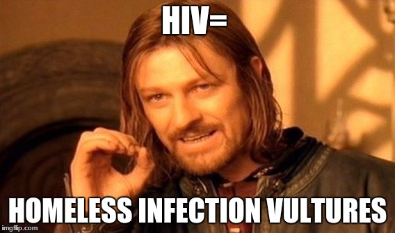 One Does Not Simply Meme | HIV= HOMELESS INFECTION VULTURES | image tagged in memes,one does not simply | made w/ Imgflip meme maker