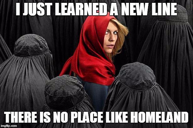 homeland | I JUST LEARNED A NEW LINE; THERE IS NO PLACE LIKE HOMELAND | image tagged in homeland | made w/ Imgflip meme maker