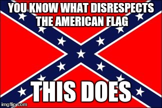 confederate flag | YOU KNOW WHAT DISRESPECTS THE AMERICAN FLAG; THIS DOES | image tagged in confederate flag | made w/ Imgflip meme maker
