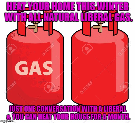 HEAT YOUR HOME THIS WINTER WITH ALL NATURAL LIBERAL GAS. JUST ONE CONVERSATION WITH A LIBERAL & YOU CAN HEAT YOUR HOUSE FOR A MONTH. | made w/ Imgflip meme maker