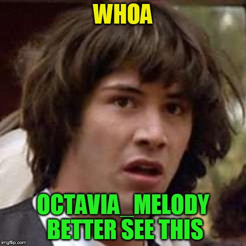 Conspiracy Keanu Meme | WHOA OCTAVIA_MELODY BETTER SEE THIS | image tagged in memes,conspiracy keanu | made w/ Imgflip meme maker