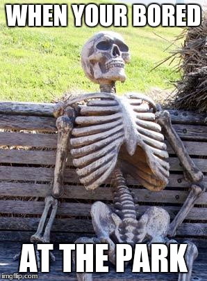 Waiting Skeleton | WHEN YOUR BORED; AT THE PARK | image tagged in memes,waiting skeleton | made w/ Imgflip meme maker