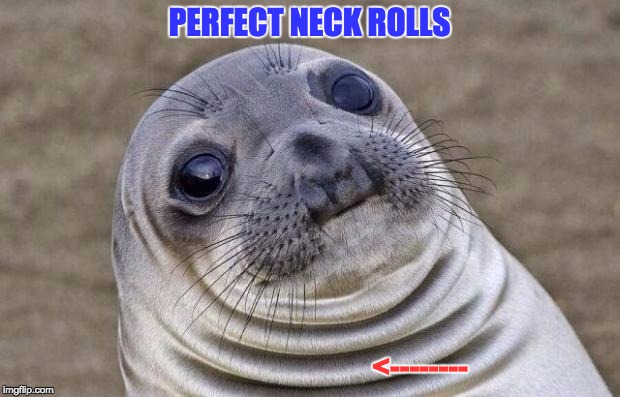 Awkward Moment Sealion | PERFECT NECK ROLLS; <-------- | image tagged in memes,awkward moment sealion | made w/ Imgflip meme maker
