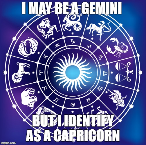 I MAY BE A GEMINI; BUT I IDENTIFY AS A CAPRICORN | made w/ Imgflip meme maker