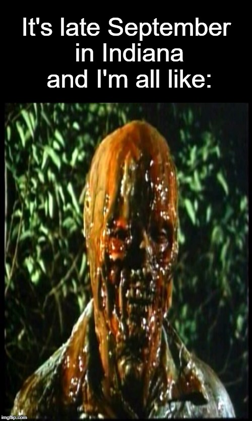 It's very hot where I'm at...How is it in your area?  | It's late September in Indiana and I'm all like: | image tagged in the incredible melting man,indiana weather,memes | made w/ Imgflip meme maker