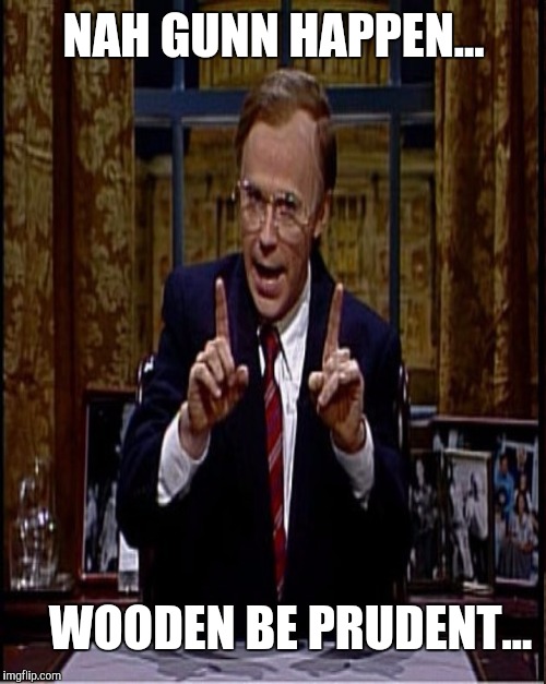NAH GUNN HAPPEN... WOODEN BE PRUDENT... | made w/ Imgflip meme maker