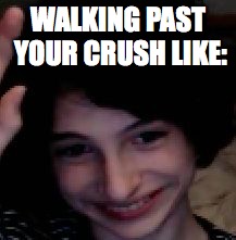 Finn Wolfhard is Right | WALKING PAST YOUR CRUSH LIKE: | image tagged in finn wolfhard,crush,walking past your crush,relatable,memes | made w/ Imgflip meme maker