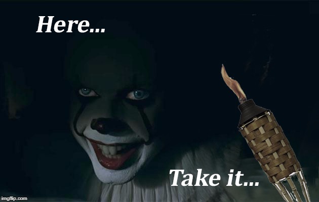 Here... Take it | image tagged in tiki,it,pennywise | made w/ Imgflip meme maker