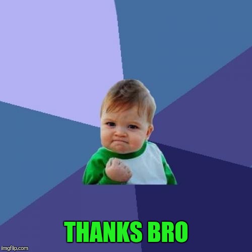 Success Kid Meme | THANKS BRO | image tagged in memes,success kid | made w/ Imgflip meme maker