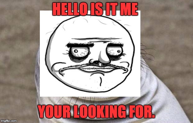 Hello | HELLO IS IT ME; YOUR LOOKING FOR. | image tagged in hello | made w/ Imgflip meme maker