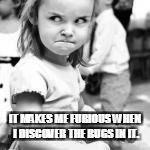 IT MAKES ME FURIOUS WHEN I DISCOVER THE BUGS IN IT. | made w/ Imgflip meme maker