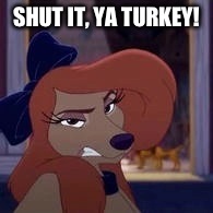 Shut It, Ya Turkey! |  SHUT IT, YA TURKEY! | image tagged in dixie,memes,the fox and the hound 2,disney,funny,dog | made w/ Imgflip meme maker