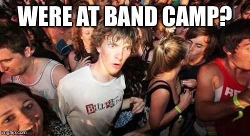 Theres a dude | WERE AT BAND CAMP? | image tagged in theres a dude | made w/ Imgflip meme maker