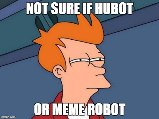 probably a lot more memes here.. | NOT SURE IF HUBOT; OR MEME ROBOT | image tagged in memes,futurama fry | made w/ Imgflip meme maker