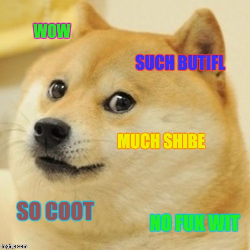 Doge Meme | WOW; SUCH BUTIFL; MUCH SHIBE; SO COOT; NO FUK WIT | image tagged in memes,doge | made w/ Imgflip meme maker