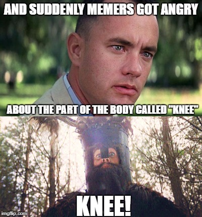 AND SUDDENLY MEMERS GOT ANGRY; ABOUT THE PART OF THE BODY CALLED "KNEE"; KNEE! | image tagged in take a knee | made w/ Imgflip meme maker