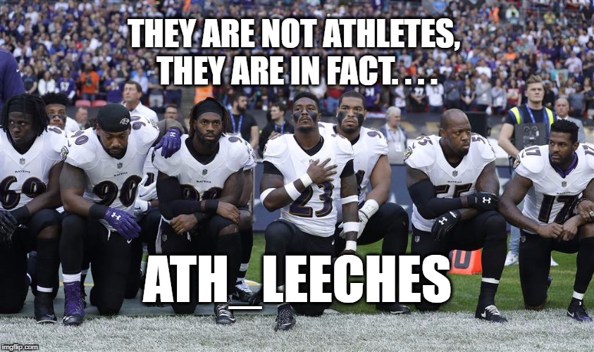 ATH_LEECHES | THEY ARE NOT ATHLETES, THEY ARE IN FACT. . . . ATH_LEECHES | image tagged in nfl,nfl memes,politics,political meme | made w/ Imgflip meme maker