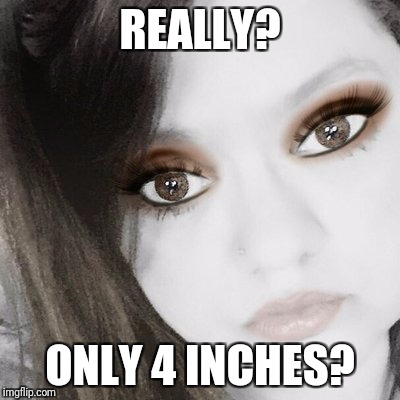 Skank | REALLY? ONLY 4 INCHES? | image tagged in skank | made w/ Imgflip meme maker