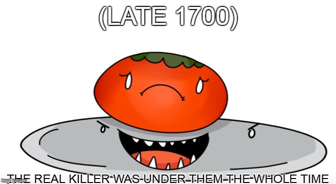 the KILLER, dun, dun, daaaaa | (LATE 1700); THE REAL KILLER WAS UNDER THEM THE WHOLE TIME | image tagged in funny,memes,the killer | made w/ Imgflip meme maker