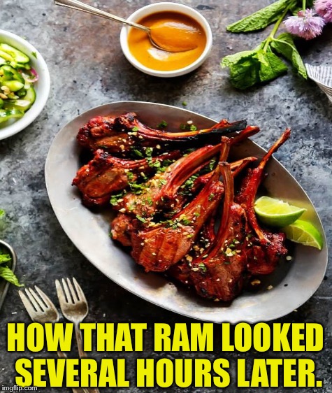HOW THAT RAM LOOKED SEVERAL HOURS LATER. | made w/ Imgflip meme maker