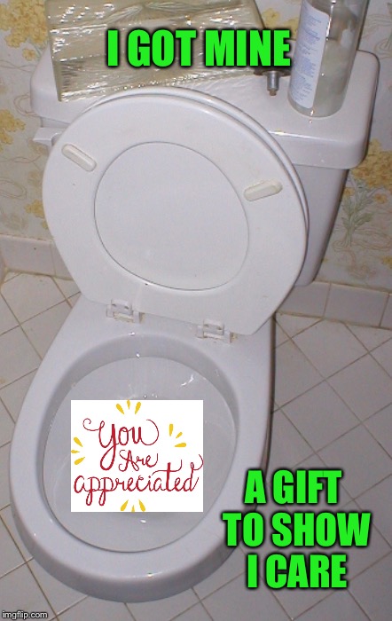 Toilet | I GOT MINE A GIFT TO SHOW I CARE | image tagged in toilet | made w/ Imgflip meme maker