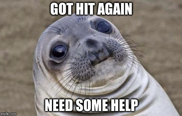 Awkward Moment Sealion Meme | GOT HIT AGAIN NEED SOME HELP | image tagged in memes,awkward moment sealion | made w/ Imgflip meme maker