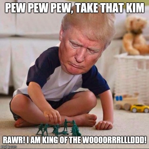 PEW PEW PEW, TAKE THAT KIM RAWR! I AM KING OF THE WOOOORRRLLLDDD! | made w/ Imgflip meme maker