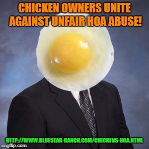 CHICKEN OWNERS UNITE AGAINST UNFAIR HOA ABUSE! HTTP://WWW.BLUESTAR-RANCH.COM/CHICKENS-HOA.HTML | image tagged in eggface | made w/ Imgflip meme maker