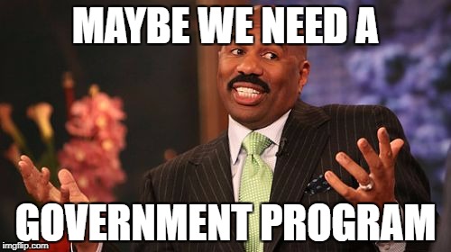 Steve Harvey Meme | MAYBE WE NEED A GOVERNMENT PROGRAM | image tagged in memes,steve harvey | made w/ Imgflip meme maker