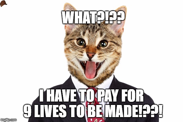 WHAT?!?? I HAVE TO PAY FOR 9 LIVES TO BE MADE!??! | made w/ Imgflip meme maker